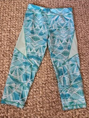 Champion Teal Geo-Pattern Girls' Active Leggings